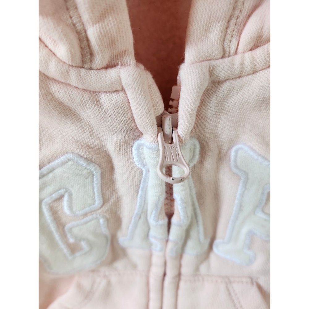 Pink Zip-Up Hoodie with White Lettering And Ears